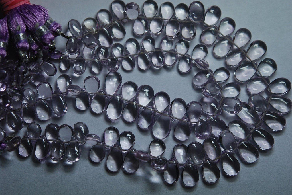 8 Inches Strand, Finest Quality, Aaa Pink Amethyst Smooth Pear Briolettes, 8-10mm Large - Jalvi & Co.