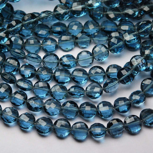 8 Inches Strand London Blue Quartz Faceted Coins Shaped Briolette's, 8mm - Jalvi & Co.