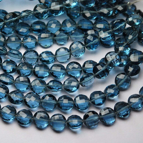 8 Inches Strand London Blue Quartz Faceted Coins Shaped Briolette's, 8mm - Jalvi & Co.