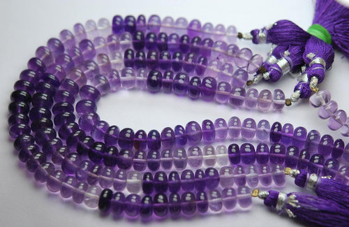 8 Inches Strand, Natural Purple Amethyst Smooth Polished Rondelles 7.5-8mm - Jalvi & Co.