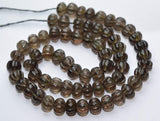 8 Inches Strand, Natural Smoky Quartz Carved Melons Shape Beads 7-8mm