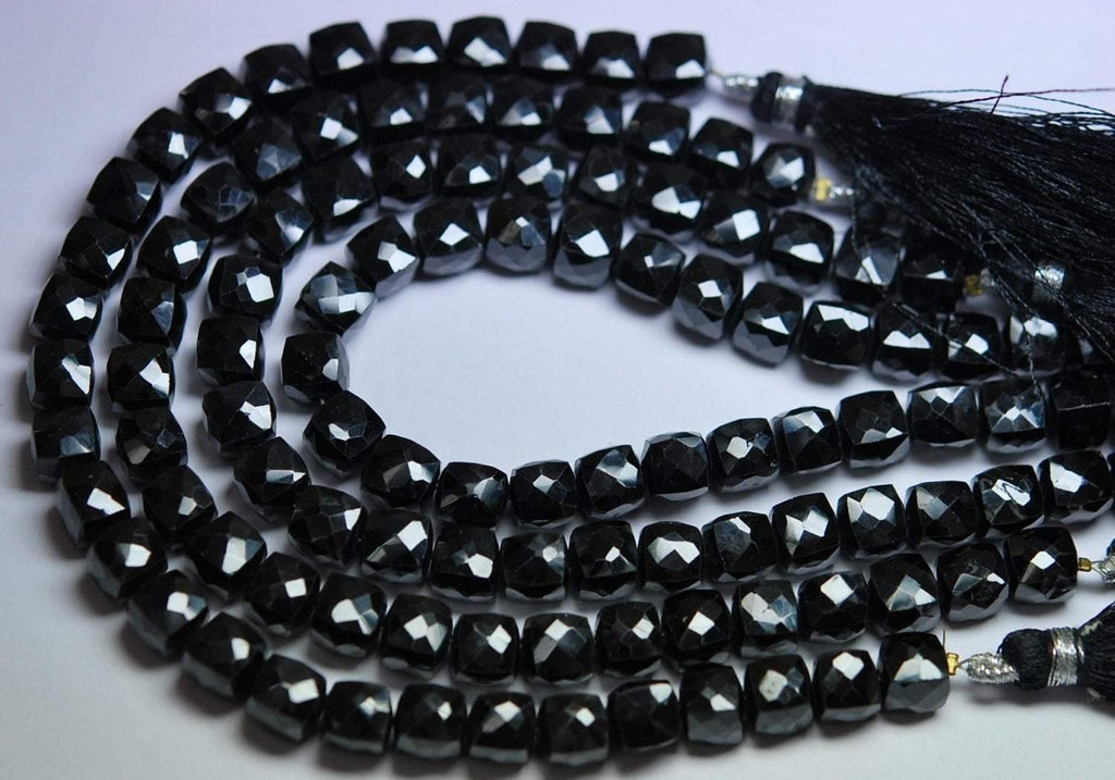 8 Inches Strand,Black Spinel Faceted Box Shape Briolettes, Size 8.5-9mm Long Calibrated Size - Jalvi & Co.