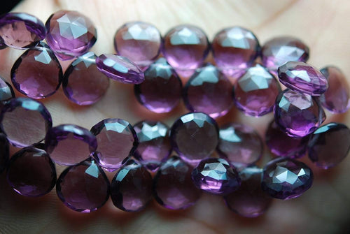 8 Inches Strand,Kunzite Pink Quartz Faceted Heart Briolette,Size 8mm - Jalvi & Co.