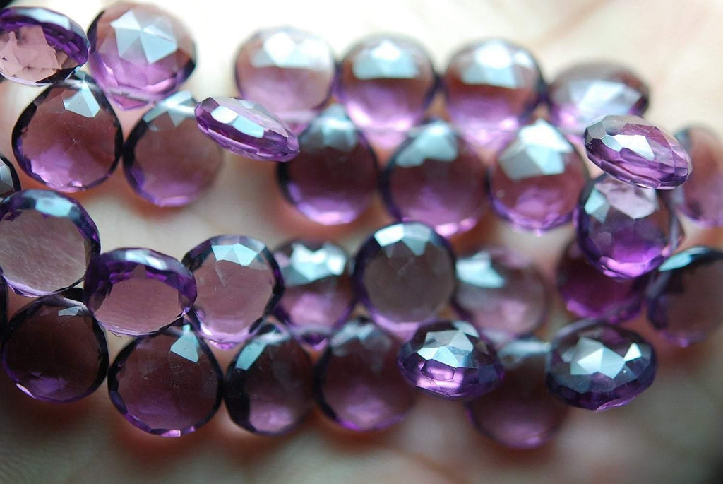 8 Inches Strand,Kunzite Pink Quartz Faceted Heart Briolette,Size 8mm - Jalvi & Co.