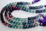 8 Inches Strand,Multi Color Natural Fluorite Faceted Box Shaped, 6-7mm Size,