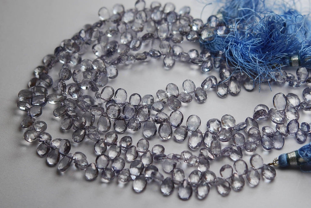 8 Inches Strand,Mystic Blue Quartz Faceted Pear Shape Briolettes 7-8mm - Jalvi & Co.