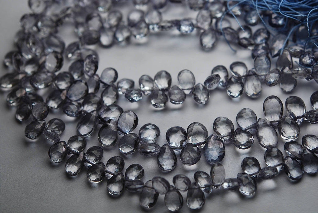 8 Inches Strand,Mystic Blue Quartz Faceted Pear Shape Briolettes 7-8mm - Jalvi & Co.