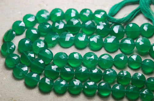 8 Inches Strands,Green Onyx Faceted Coins Shape Briolettes, 12-13mm - Jalvi & Co.