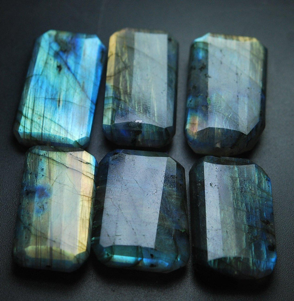 8 Inches Strand,Super Blue Flash Labradorite Faceted Step Cut Nuggets 25mm Large Size - Jalvi & Co.