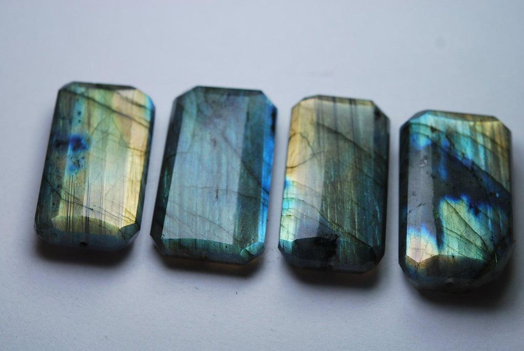 8 Inches Strand,Super Blue Flash Labradorite Faceted Step Cut Nuggets 25mm Large Size - Jalvi & Co.