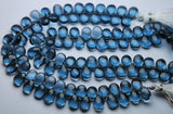 8 Inches Strand,Super Finest,London Blue Topaz Quartz Smooth Briolette Pear 7X10mm