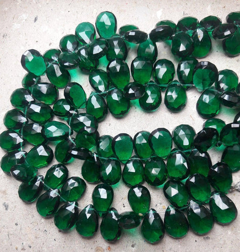 8 Inches Strand,Super Finest,Rama Green Quartz Faceted Briolette Pear 8X12mm - Jalvi & Co.