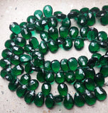 8 Inches Strand,Super Finest,Rama Green Quartz Faceted Briolette Pear 8X12mm