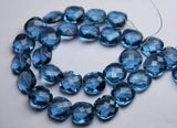 8 Inches Strand,Superb-Finest Quality,London Blue Quartz Faceted Cushion Shape Briolettes, 12mm Size,