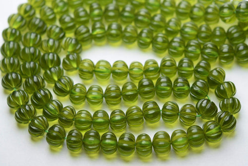 8 Inches Strand,Vessonite Quartz Carved Melons Shape Beads 7-8mm - Jalvi & Co.