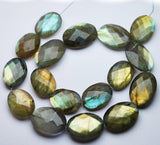 8 Inches Strand,Yellow,Faceted Oval Shaped 15-18mm Blue Labradorite