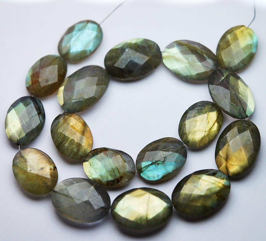 8 Inches Strand,Yellow,Faceted Oval Shaped 15-18mm Blue Labradorite - Jalvi & Co.