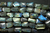 8 Inches, Super Blue Flash Labradorite Faceted Step Cut Nuggets 18-12mm Large Size