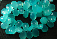 Load image into Gallery viewer, 8 Inches, Super Finest Best Color Aqua Chalcedony Faceted Pear Briolettes 11-12mm Large Size - Jalvi &amp; Co.