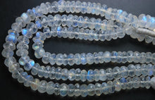 Load image into Gallery viewer, 8 Inches, Super Finest Blue Flash Rainbow Moonstone Faceted Rondelles Size 6-7mm - Jalvi &amp; Co.