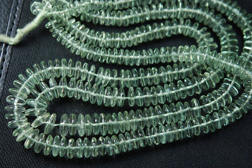 8 Inches Super Finest Green Amethyst German Cutting Smooth Polished Rondelles 7-6mm Large - Jalvi & Co.
