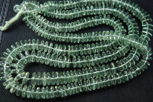 8 Inches Super Finest Green Amethyst German Cutting Smooth Polished Rondelles 7-6mm Large - Jalvi & Co.