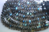 8 Inches Super Finest Natural Blue Flashy Labradorite Faceted Rondelle Size, 9.5-10mm Approx.