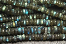 Load image into Gallery viewer, 8 Inches Super Finest Natural Blue Flashy Labradorite Faceted Rondelles 7-8mm Aprx - Jalvi &amp; Co.