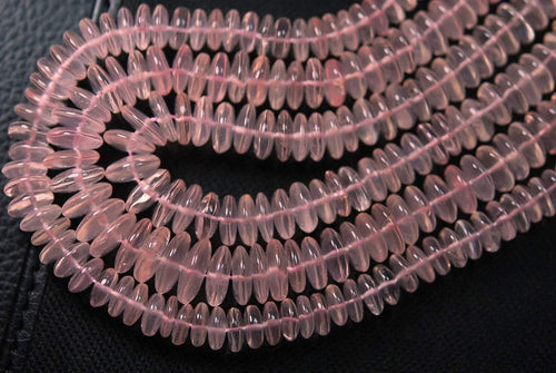 8 Inches Super Finest Rose Quartz German Cutting Smooth Polished Rondelles 7-7.5mm Large - Jalvi & Co.