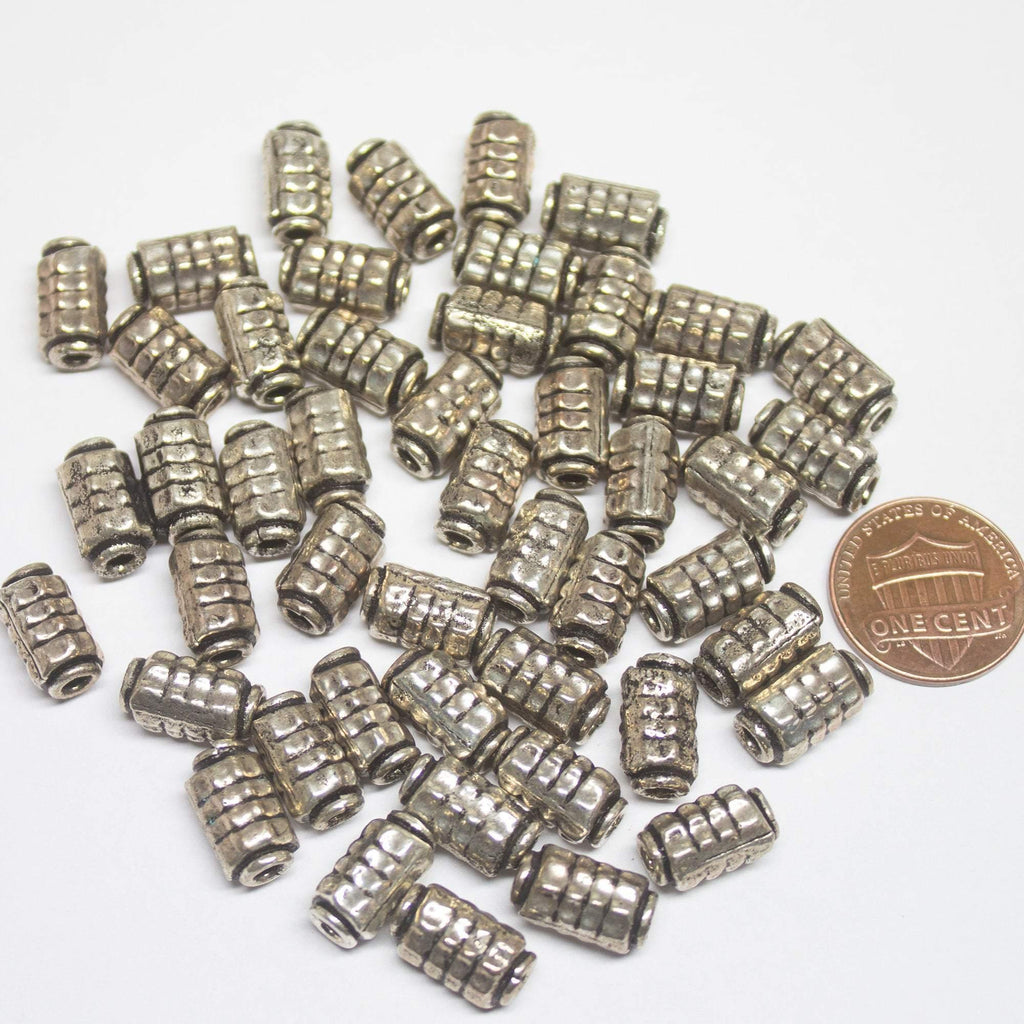 8 Tube Spacer Bead Antique Silver Tone - Jalvi & Co.