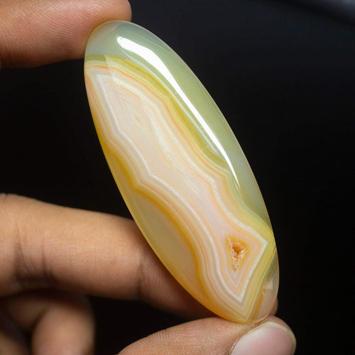 81 carats, 64x24mm, Natural Yellow Lace Agate Smooth Oval Cabochon Loose Gemstone - Jalvi & Co.