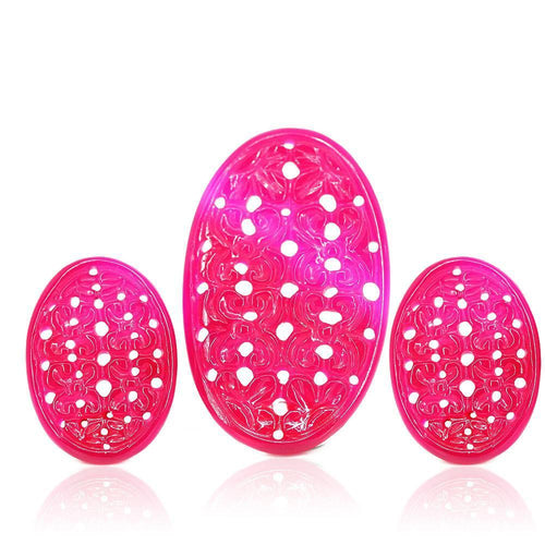 88.5cts Natural Pink Chalcedony Oval Loose Gemstone Stunning Carving 3pc Set - Jalvi & Co.