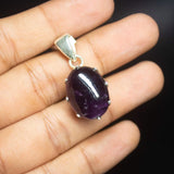 8gm Purple Amethyst Oval Shape 925 Sterling Silver Bezel Pendant