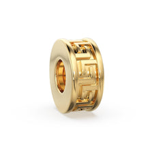 Load image into Gallery viewer, 8mm Designer 18k Solid Yellow Gold Bead / Fancy Spacer Handmade Findings / Hefty 5mm Large Hole European Beads / Jewelry Making Supplies - Jalvi &amp; Co.