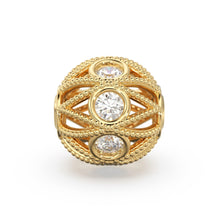 Load image into Gallery viewer, 8mm Diamond Cage Round Solid Gold Beads / Handmade Real Diamond Gold Beads / Real Diamond Spacer / Jewelry Making Essential FindingsSALE - Jalvi &amp; Co.