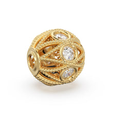Load image into Gallery viewer, 8mm Diamond Cage Round Solid Gold Beads / Handmade Real Diamond Gold Beads / Real Diamond Spacer / Jewelry Making Essential FindingsSALE - Jalvi &amp; Co.