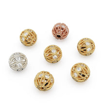 Load image into Gallery viewer, 8mm Diamond Cage Round Solid Gold Beads / Handmade Real Diamond Gold Beads / Real Diamond Spacer / Jewelry Making Essential FindingsSALE - Jalvi &amp; Co.