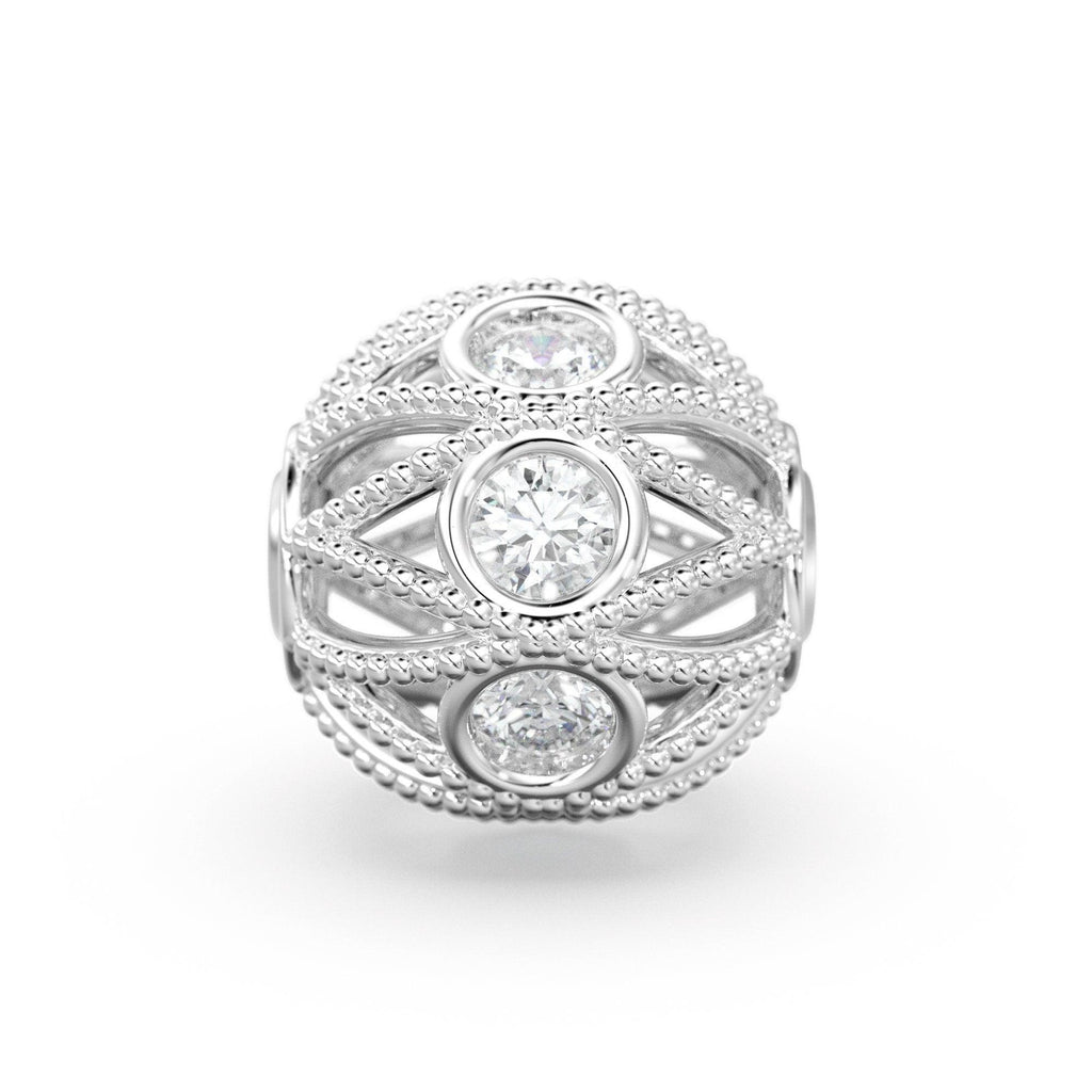 8mm Diamond Cage Round Solid Gold Beads / Handmade Real Diamond Gold Beads / Real Diamond Spacer / Jewelry Making Essential FindingsSALE - Jalvi & Co.