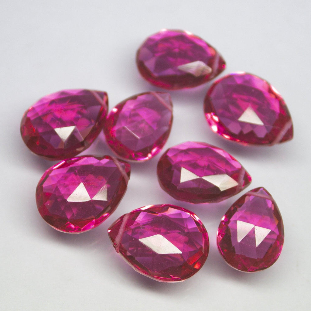 8pcs, 15mm 17mm, Rubellite Pink Quartz Faceted Pear Drops Briolette Shape Beads Strand, Quartz Beads - Jalvi & Co.