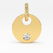 Load image into Gallery viewer, 8x8mm 18k Solid Yellow Gold Brilliant Diamond Coin Disc Charm Finding - Jalvi &amp; Co.