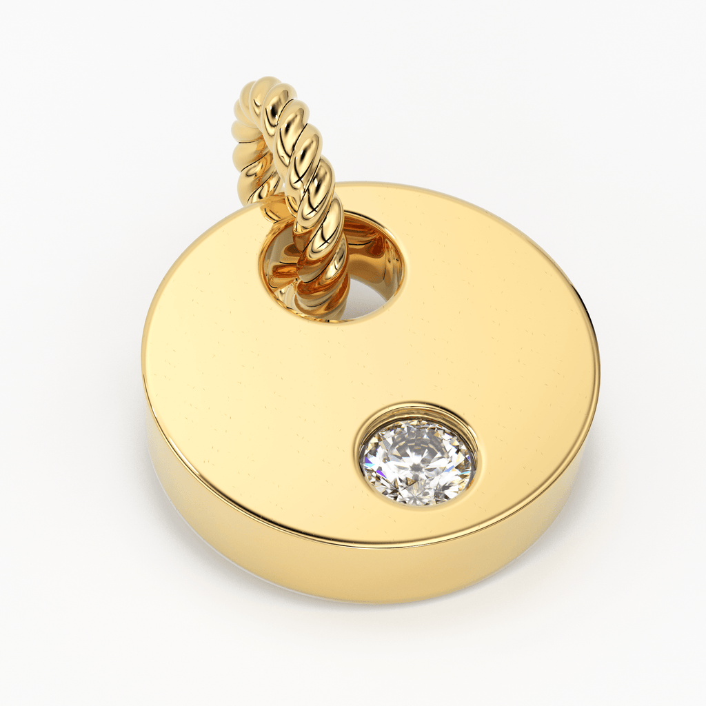 8x8mm 18k Solid Yellow Gold Brilliant Diamond Coin Disc Charm Finding - Jalvi & Co.