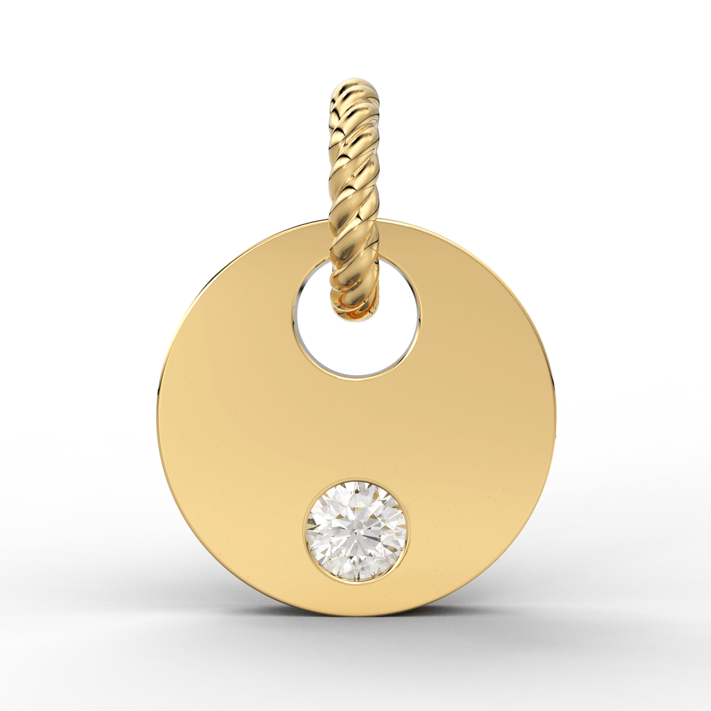 8x8mm 18k Solid Yellow Gold Brilliant Diamond Coin Disc Charm Finding - Jalvi & Co.