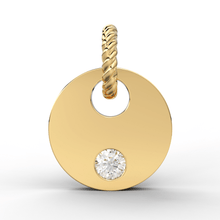 Load image into Gallery viewer, 8x8mm 18k Solid Yellow Gold Brilliant Diamond Coin Disc Charm Finding - Jalvi &amp; Co.