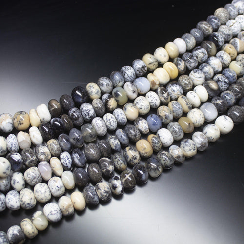9 inch, 10mm, Natural Dendritic Opal Smooth Rondelle Shape Gemstone Beads - Jalvi & Co.