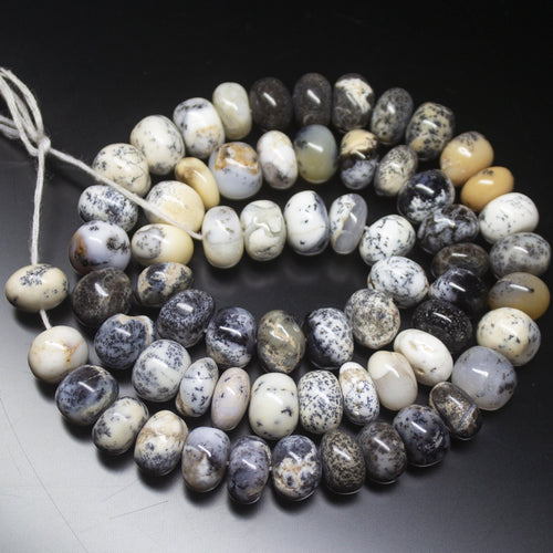 9 inch, 10mm, Natural Dendritic Opal Smooth Rondelle Shape Gemstone Beads - Jalvi & Co.