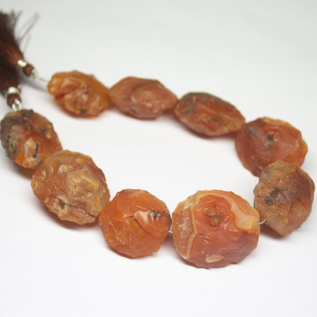 9 inch, 24-30mm, Orange Carnelian Rough Oval Beads, Carnelian Beads - Jalvi & Co.