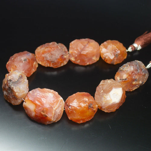 9 inch, 24-30mm, Orange Carnelian Rough Oval Beads, Carnelian Beads - Jalvi & Co.
