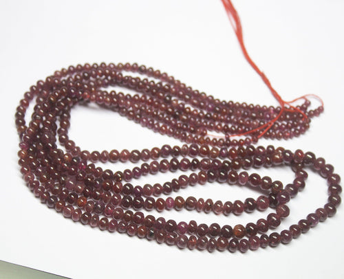 9 inch, 3-5mm, Natural Red Ruby Smooth Rondelle Shape Gemstone Beads - Jalvi & Co.