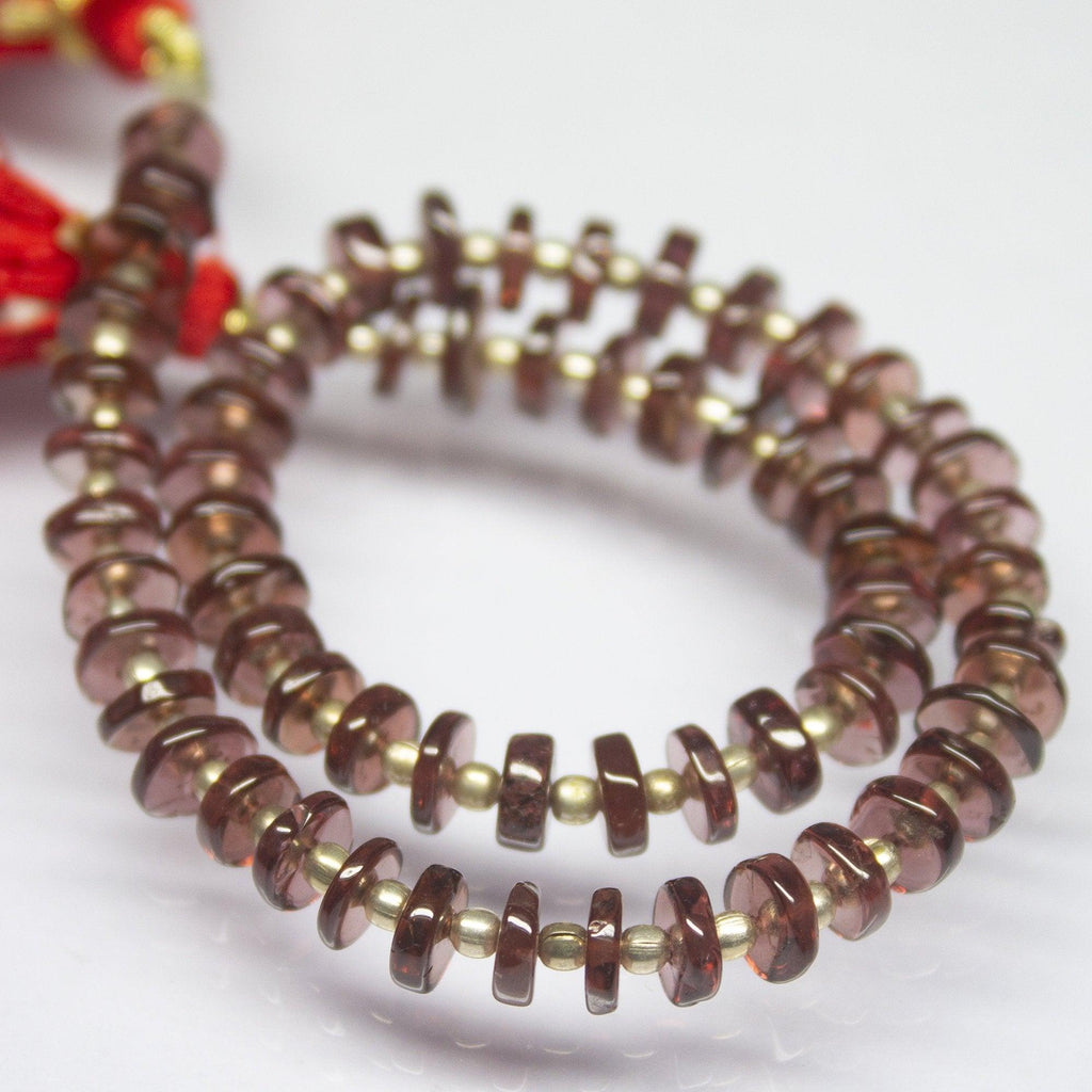 9 inch, 5.50mm, Natural Red Garnet Smooth Round Wheel Tyre Shape Beads Strand, Garnet Beads - Jalvi & Co.