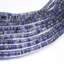 Load image into Gallery viewer, 9 inch, 5-9mm, Natural Blue Iolite Faceted Heishi Wheel Shape Beads, Iolite Beads - Jalvi &amp; Co.